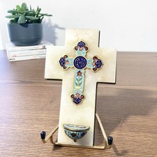 Antique Enamel Cloisonné Religious Cross Early 20th Century