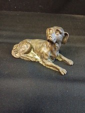 Statue En Bronze Représentant Un Chien Au Repos H 10cm L 18cm