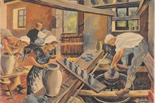 Old postcard illustrator / homualk / la borne richemont / potter in turn and ansieres
