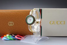 [EXC+5 en BOITE] GUCCI 1100-L Change Bezel 12 Couleurs Quartz Gold Women Watch