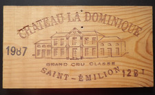 Estampe , façade de caisse vins château LA DOMINIQUE 1987