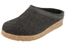 HAFLINGER Unisex GZL Leather Trimmed Wool Clogs, Charcoal, 43EU
