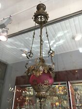 1 Antique Red Chandelier Titled Crystal Baccarat