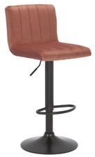 Tabouret de bar Jamie en Velours Pied trompette en Métal ajustable et pivotant