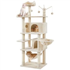 Yaheetech Arbre à Chat 170cm avec Niches Hamac Panier Griffoir Jouets Beige