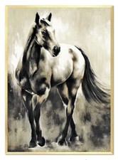 Cheval - 53x73cm - Peinture À L'Huile Handgemalt Toile avec Cadre Déco G106353