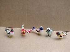 Lot of 6 Vintage Caterpillar Pipe Cure Birds... Antique Christmas Toys...