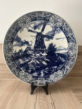 Sublime large plate / decorative plate DELFT representing a mill / village