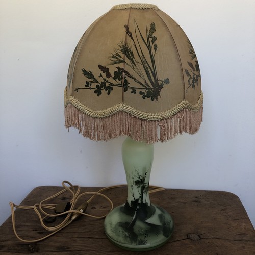 Lampe verre dépoli - , décors