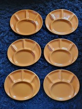 6 ASSIETTES A FONDUE ORANGE VINTAGE SALINS