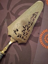 PELLE A TARTE GATEAU EN ARGENT MASSIF FOURRE & METAL DORE DEBUT XX° SIECLE