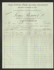 CHATELLERAULT (86) IRON CAST IRON TOLE STEEL COAL ""Louis RENIER"" circa 1920