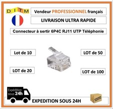 Connecteur à sertir 6P4C RJ11 UTP Téléphonie - lots de 10, 20, 50 ou 100