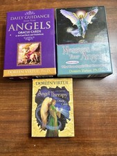 3 Doreen Virtue Oracle Cards W/Daily Guidance Guide Books Angels Lot Therapy EUC