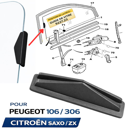 Lot guide vitre portière - 2,