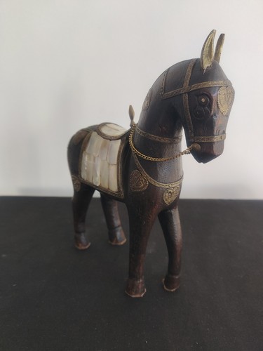 Cheval ancien bois nacre - bois,, et