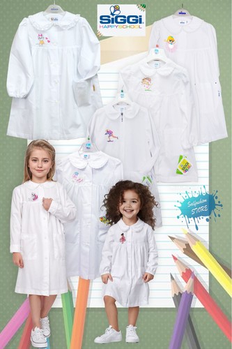 Tablier fille blanc brodé - tablier,