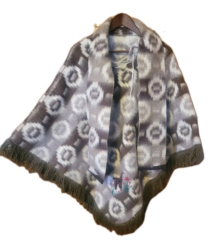 Alpaca wool poncho with - alpaca,