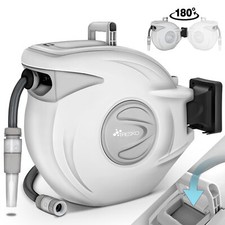 Enrouleur Tuyau Arrosage 30m + 2m Pivotant à 180 Degré Rétractation Automatique