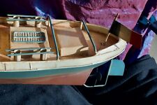 Antique 1950s Painted Sheet Metal Toy Boat - Beautiful Condition for Collection