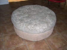 40" Ottoman Coffee Table Bench Stool Tufted Foot Round Button  Beige