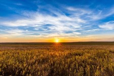 Great Plains Photography Print - Sunset Over Tallgrass Prairie in Oklahoma