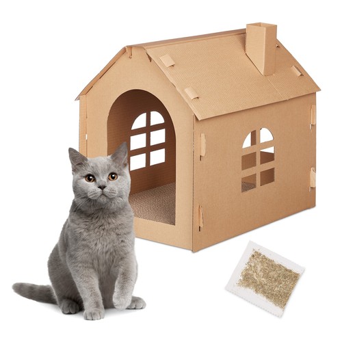 Maison carton chat cachette