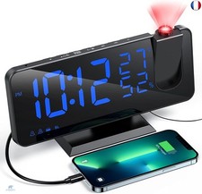 Aikove Reveil Projecteur avec Radio, Horloge Numérique, Réveil avec Port de U