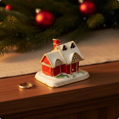 Boîte bagues maison - boîte, à