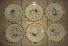 6 antique hollow earthenware plates by GIEN model neuvy