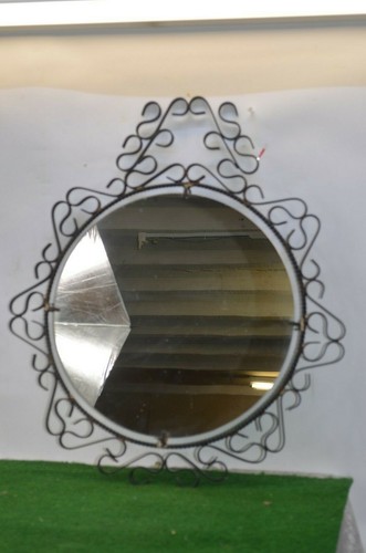 Ancien miroir rond fer - ancien,