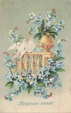 CP ILLUSTRATED WAFFLE HAPPY YEAR DOVES RAILING FLOWERS - 61227