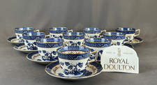 10 Royal Doulton Booth’s REAL OLD WILLOW 2 ½” Flat Cup & Saucer Sets: MINT