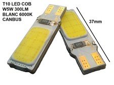Lot de 2 Ampoules W5W LED 12V T10 LED Blanc 6000K 300LM 20W Canbus Anti erreur
