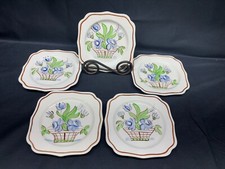 Set of 5 ~ Vintage "FLOWER BASKET" Canape Plates ~ 6" Square