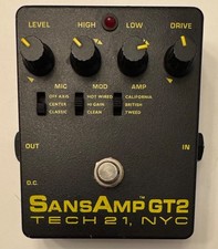 Tech 21 Sansamp GT-2 Guitar Tube Amp Emulator Includes 9v power supply cable 