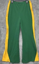 Vintage Champion Track Pants Men's Large Pull-On Green w/Yellow Stripe