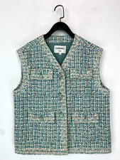 Chanel Tweed Sleeveless Vest Floral Camellia Silk Size FR 40 UK 12