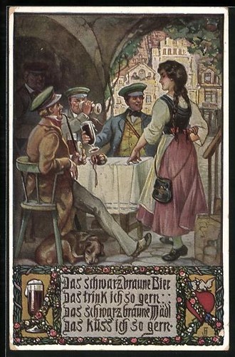 Carte postale bière - carte, brune
