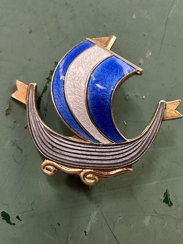 Broche émaillée argent - broche, en