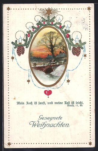 Carte postale pont - en, hiver