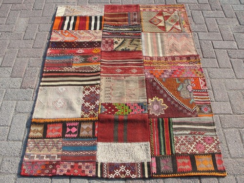 Tapis kilim patchwork area - kilim,