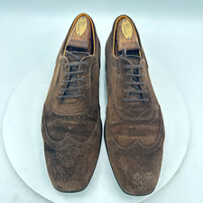 JM Weston Men Size 8.5D Brown Suede Brogue Wingtip Lace Up Oxford Dress Shoes