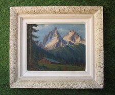 Ancien beau tableau montagne signé Cornud Les aiguilles de Chamonix Argentière.