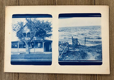 Vintage Postcard Blue Fair Haven Beach New York NY Lake Ontario Cyanotype RPPC