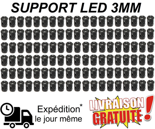 Lot fixation led 3mm - led, noir