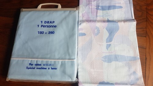 Drap plat bleu lit - drap,