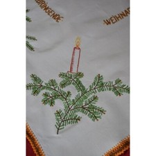 Nappe De Noël Brodée À La Main 100x90 Cm "Joyeux Noël"