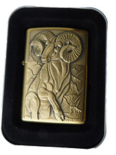 ZIPPO LIGHTER BARRETT SMYTHE  BRASS RAM ZODIAC SYMBOL NIAGARA FALLS INSERT UNFIR