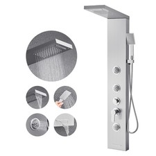 Colonne de douche en acier inox 5 modes avec jet de massage et effet pluie
